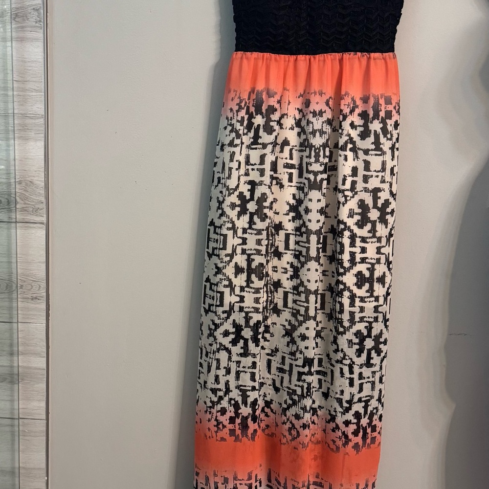 Black and Orange Maxi Dress